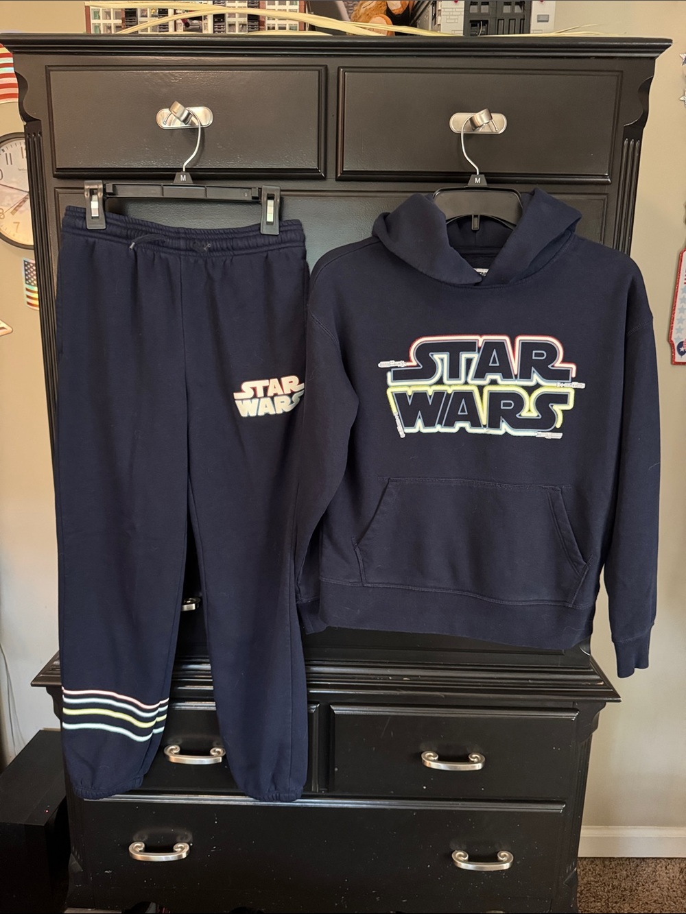 GAP Navy Star Wars Pullover Hoodie with Logo and matching pant.  BOYS XL